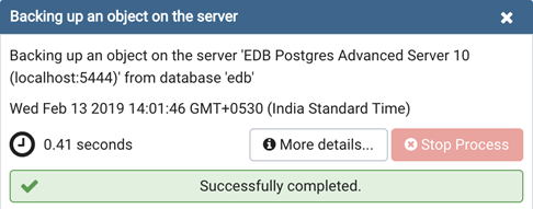 Backup success notification popup