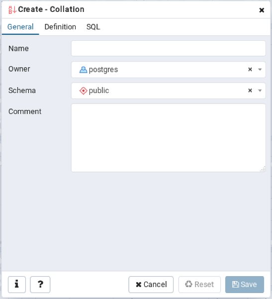 Collation dialog general tab