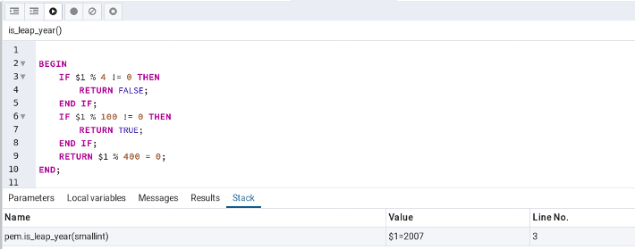 Debugger local stack tab