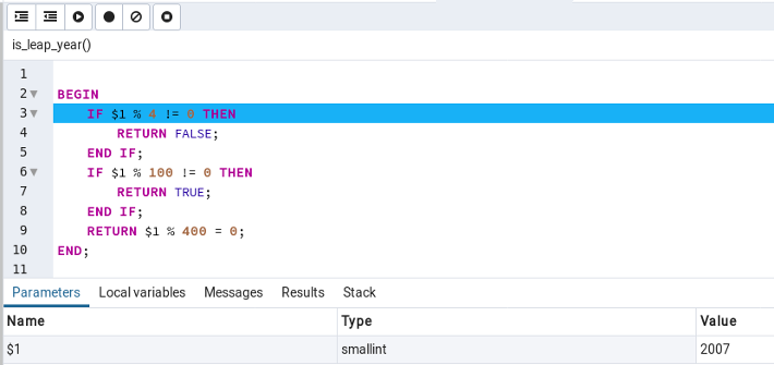 Debugger step-in demo