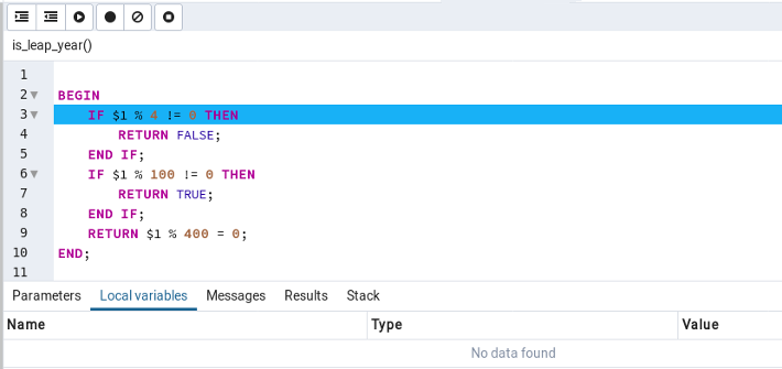 Debugger local variables tab