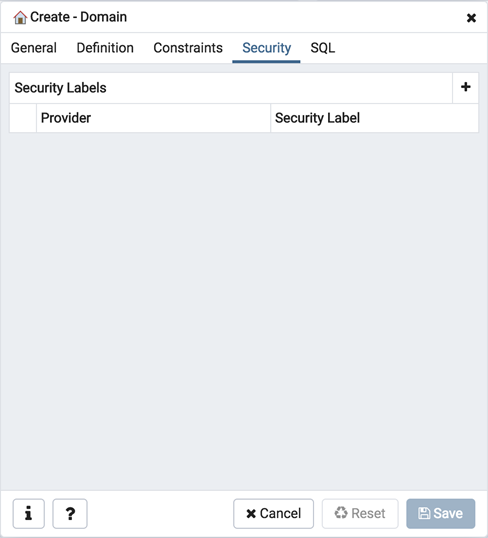 Domain dialog security tab