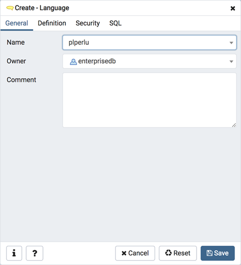 Language dialog general tab