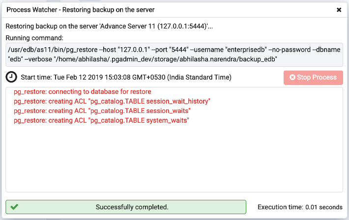 Restore dialog process watcher