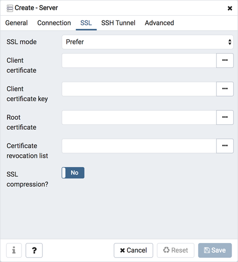 Server dialog ssl tab